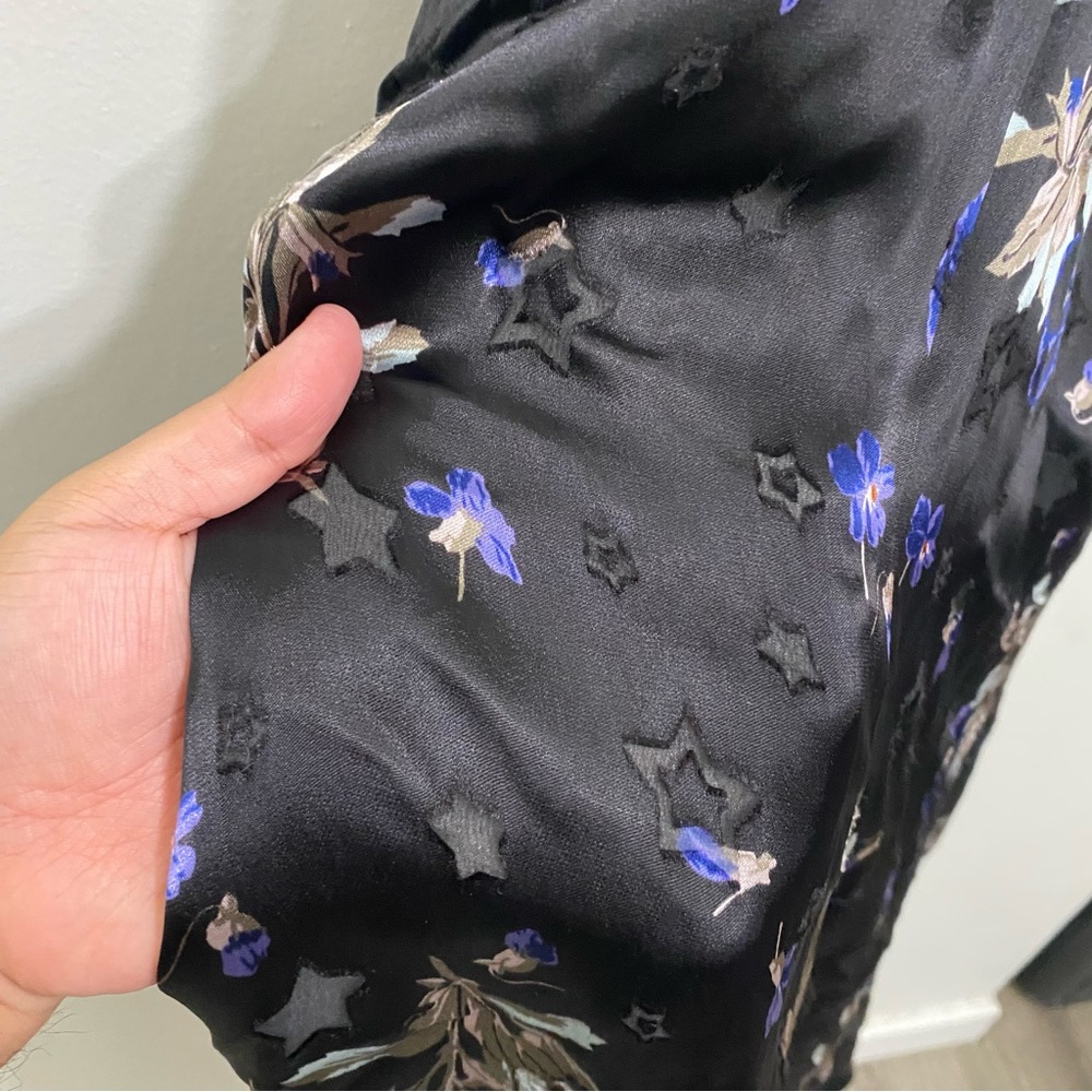 Rebecca Taylor Violet Dress Midi Halter Open Back Floral Silk Star Velvet Sz 10 - Picture 6 of 10